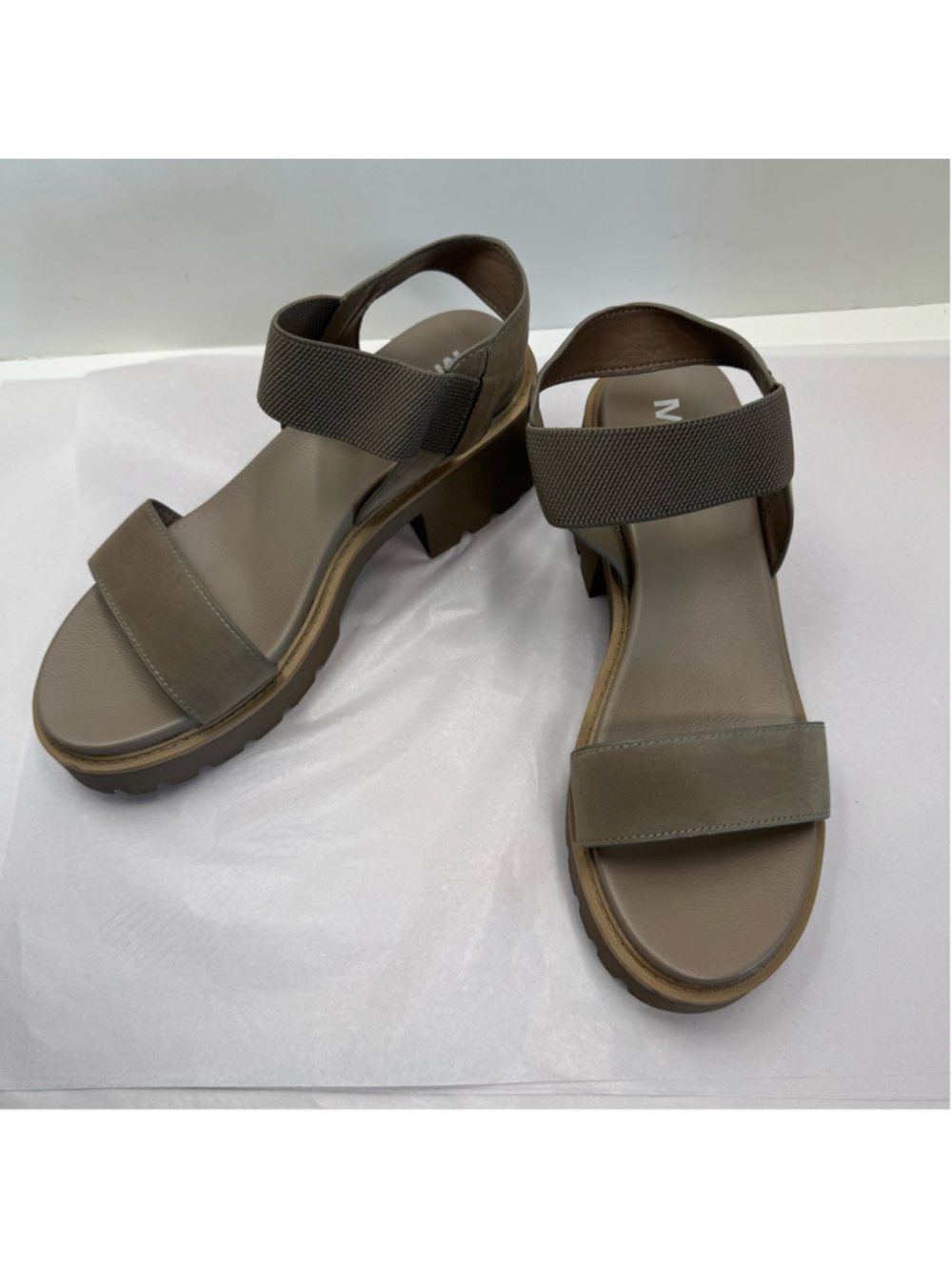 MIA Taupe Sena Platform Lug Sole Sandals Women's 10 Elastic Strap Neutral